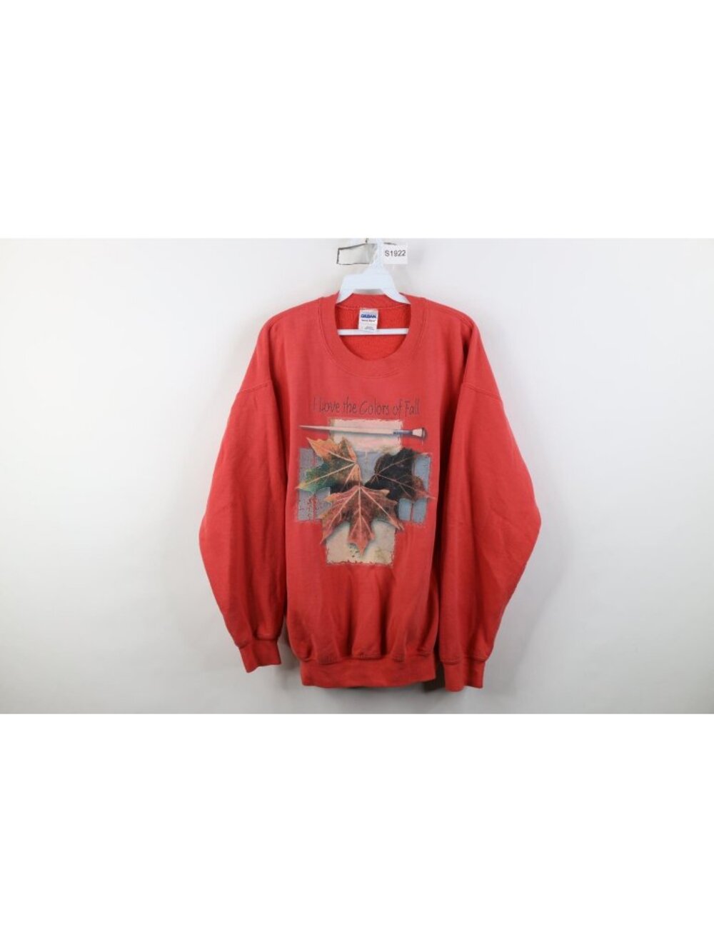 Vtg 90s Y2K Streetwear Womens Large Colors of Fall Leaf Paintbrush Sweatshirt